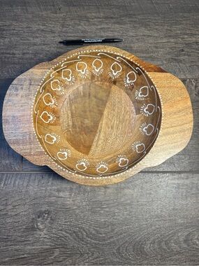 Cravings by Chrissy Teigen Mango Wood Serving Bowl with White Pattern - Brown